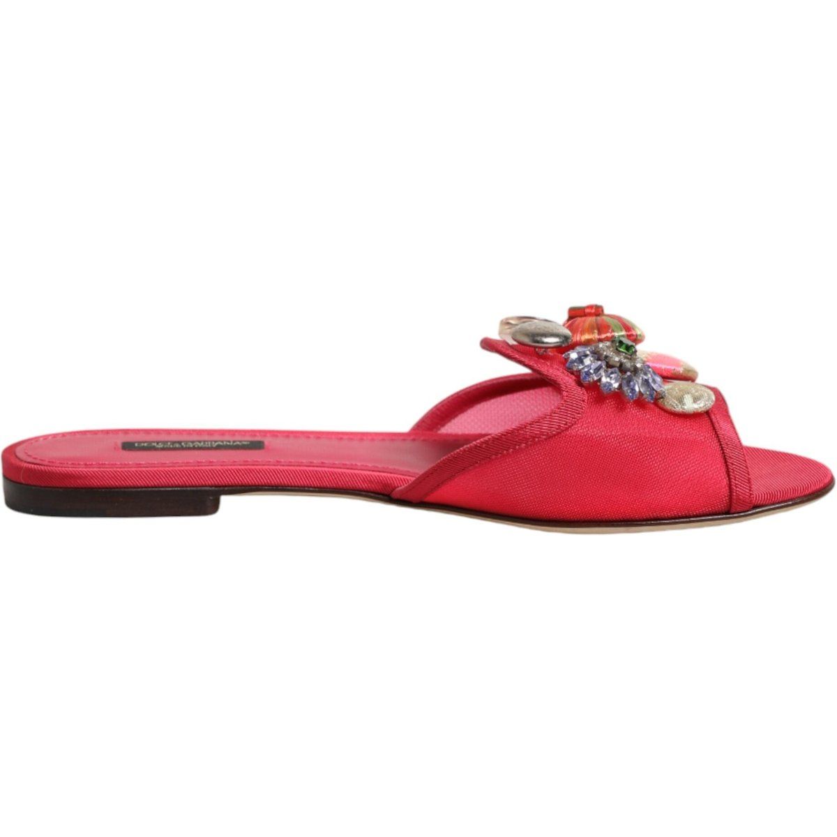 Verzierte Satin-Slipper mit Schmucksteinen