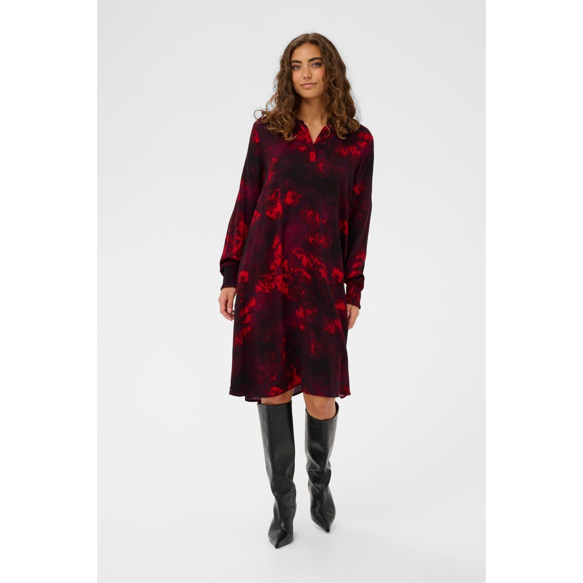 A-Linien-Hemdkleid mit abstraktem Print