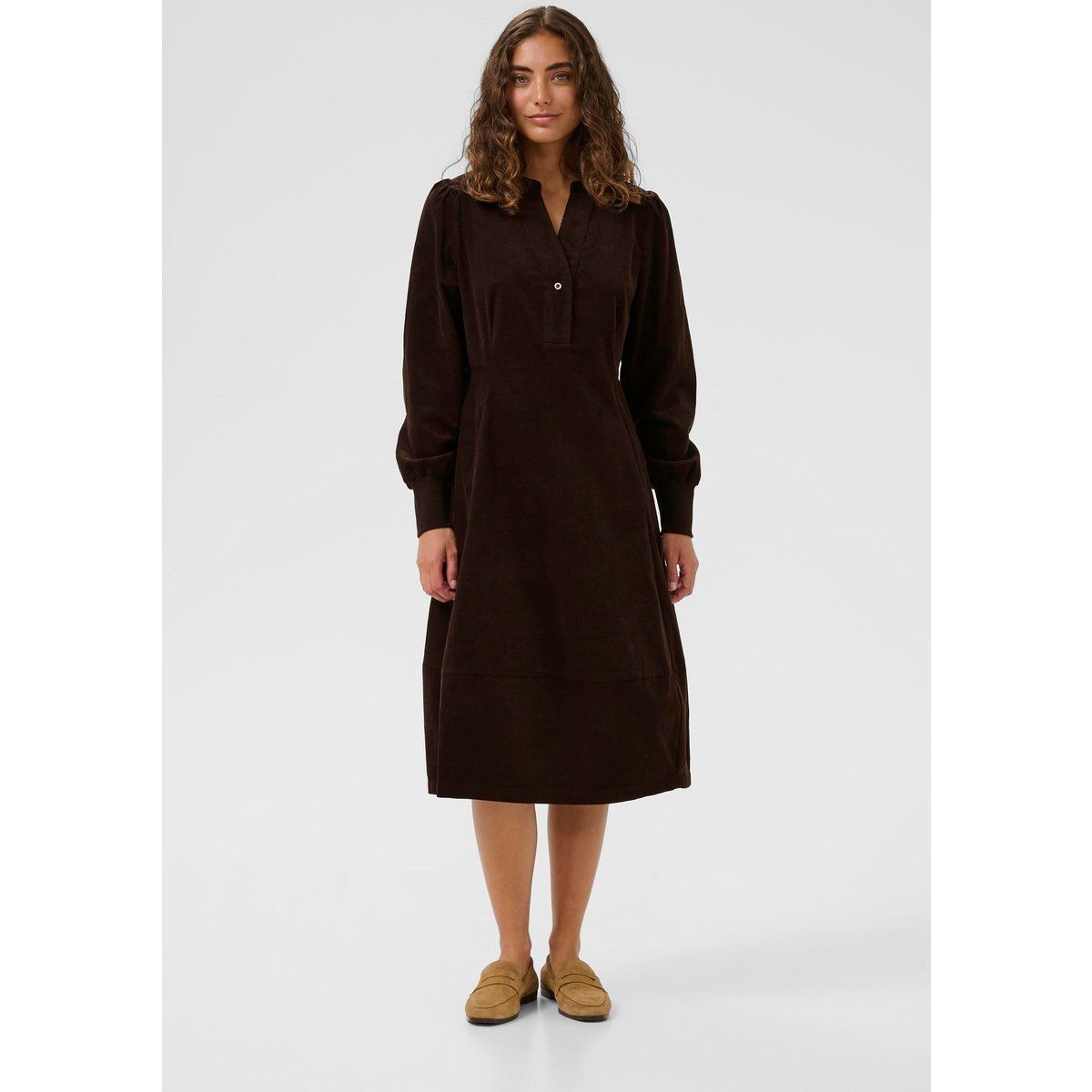 Minimalistisches Cord-Midikleid in A-Linie