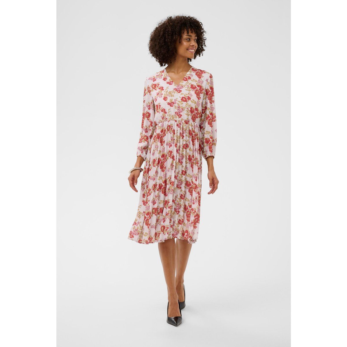 Plissiertes Midikleid mit Blumenprint