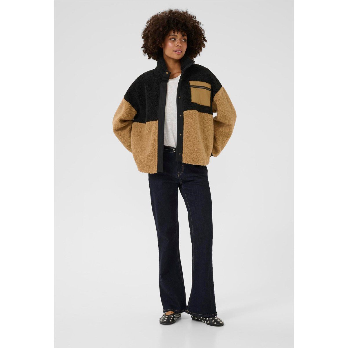 Übergroße Colorblock-Jacke aus Fleece