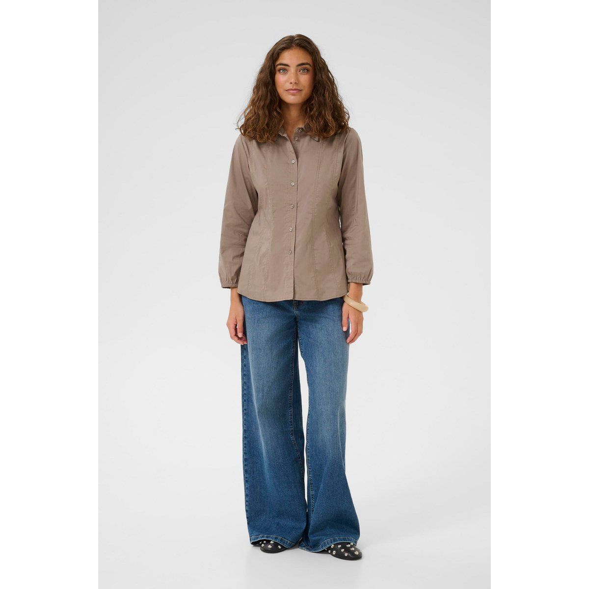 Taillierte Popeline-Bluse mit Knopfleiste