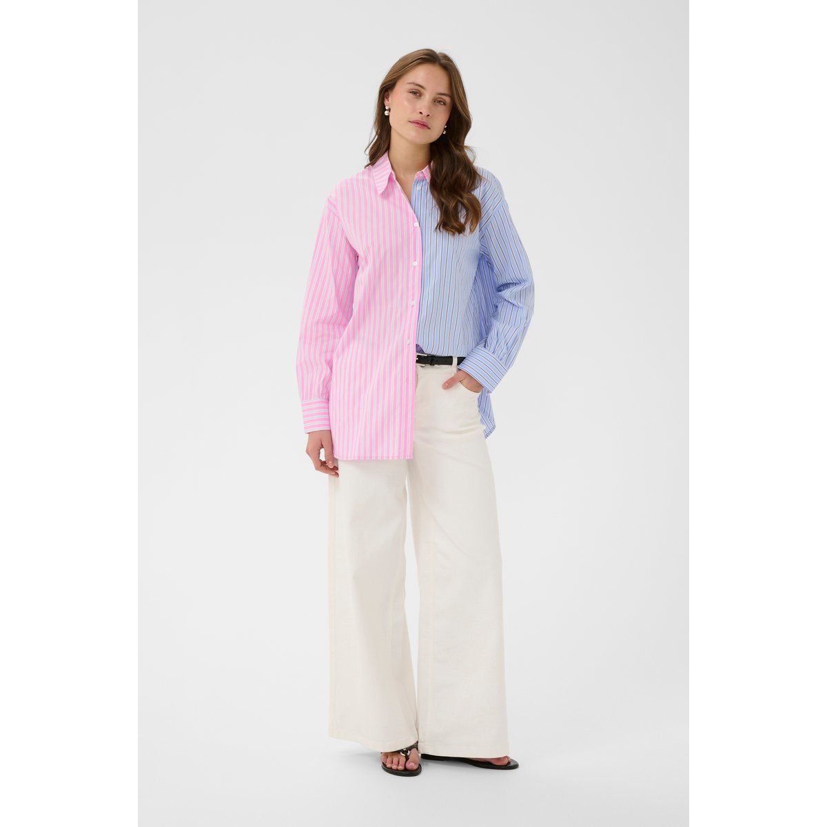 Gestreiftes Oversize-Hemd im Two-Tone-Look