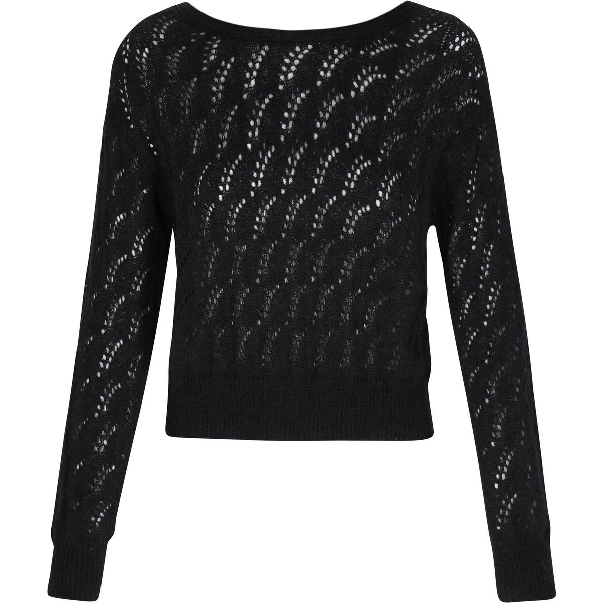 Kurz geschnittener Lochstrick-Pullover