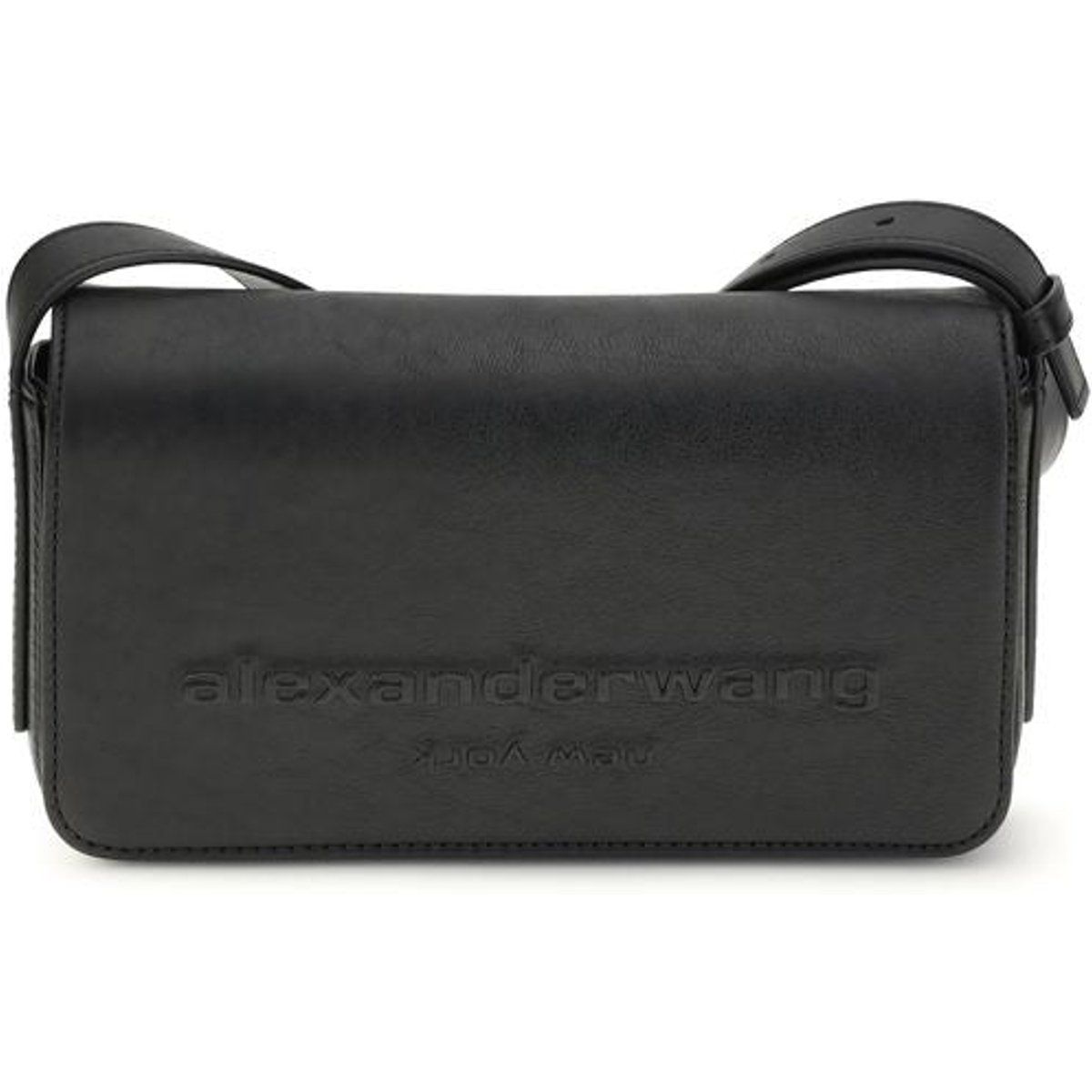 Schlichte Leder-Schultertasche mit Klappe