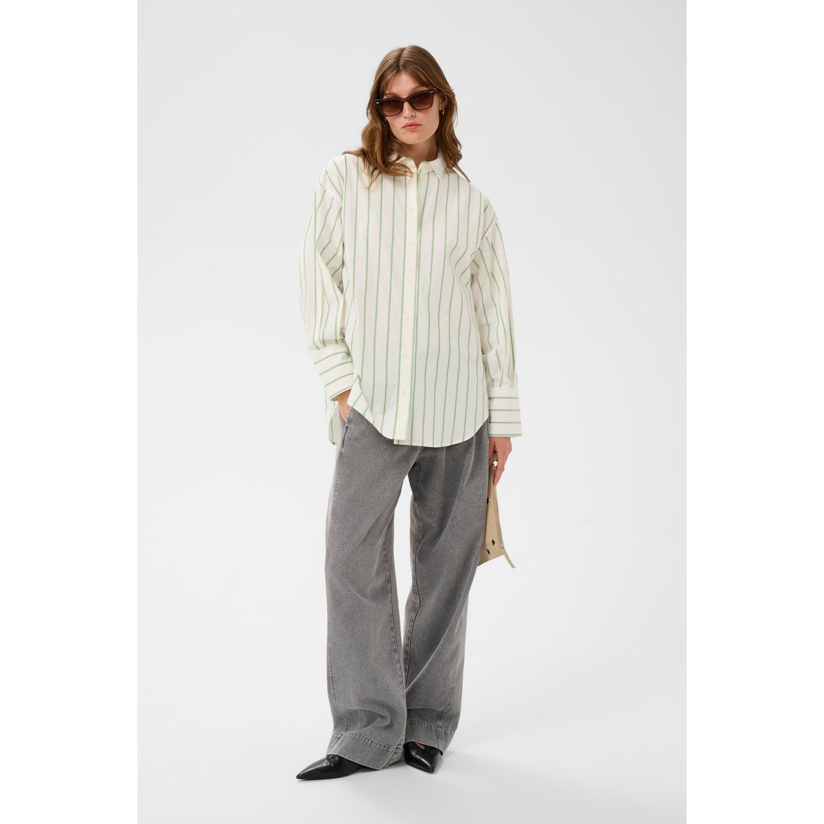 Gestreiftes Oversized-Hemd mit Struktur