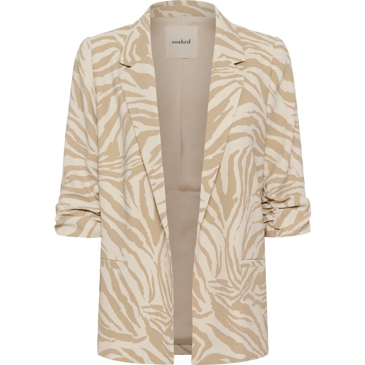 Blazer mit Animalprint und Raffärmeln