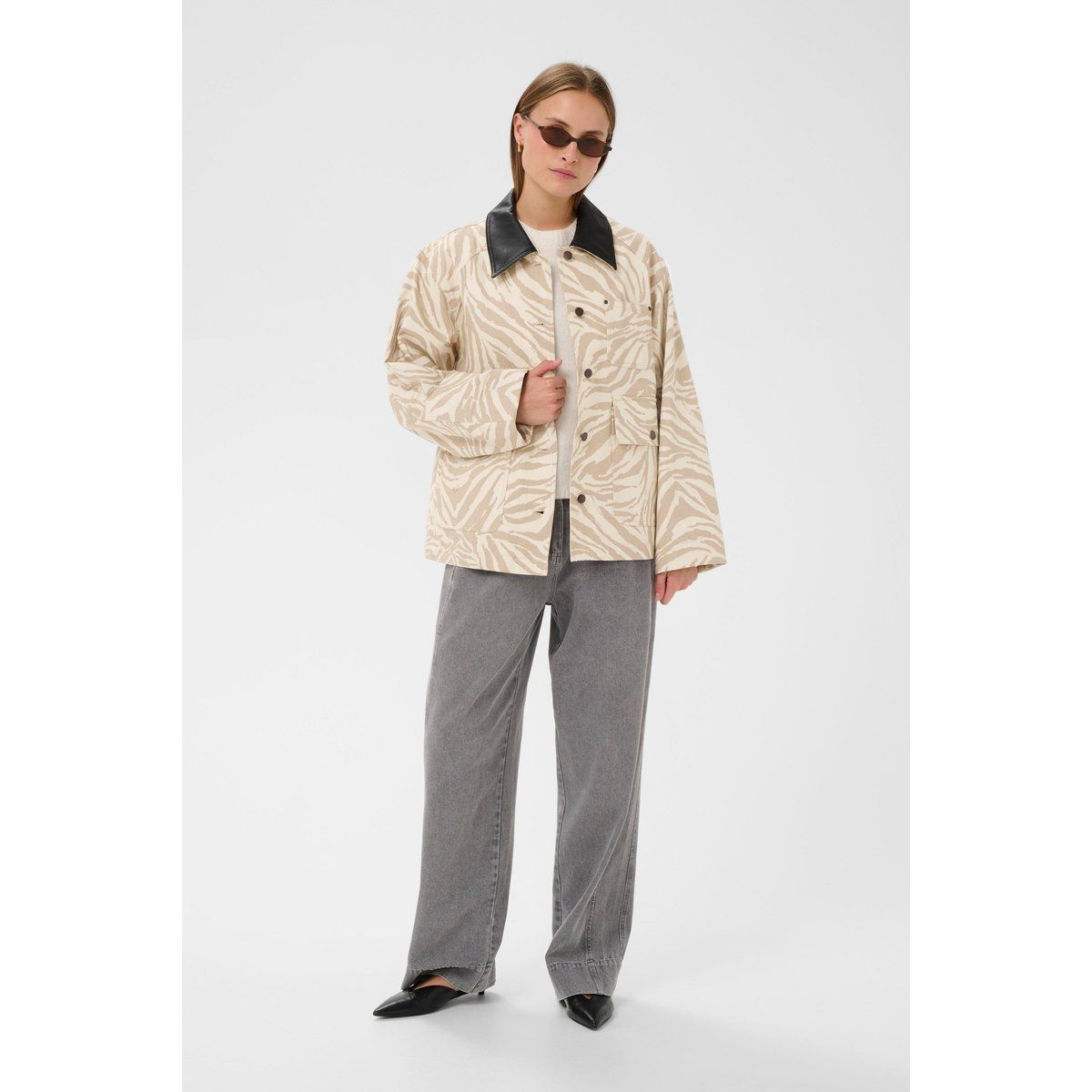 Kastige Utility-Jacke mit Zebramuster