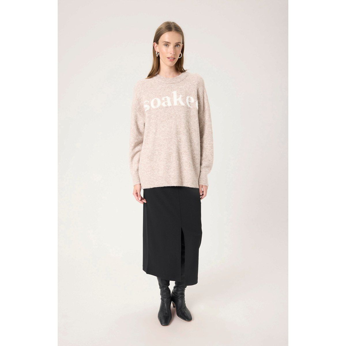 Oversize-Strickpullover mit Logo-Print
