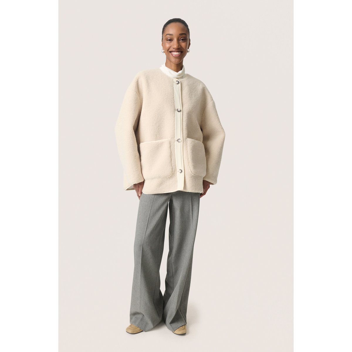 Boxy Fleecejacke mit weicher Struktur