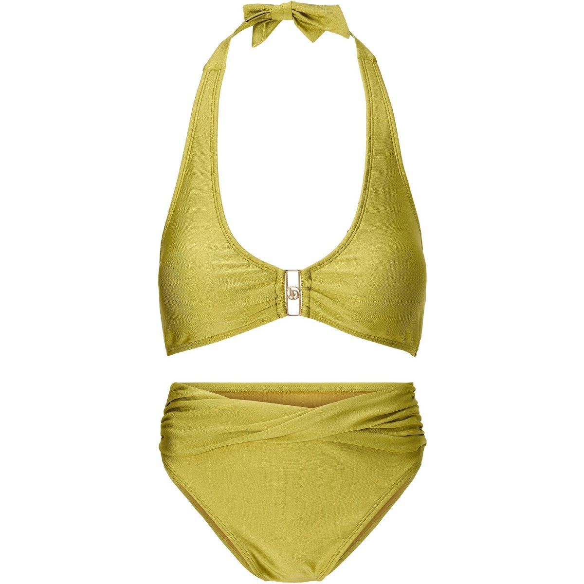 Schimmernder Neckholder-Bikini mit Hardware