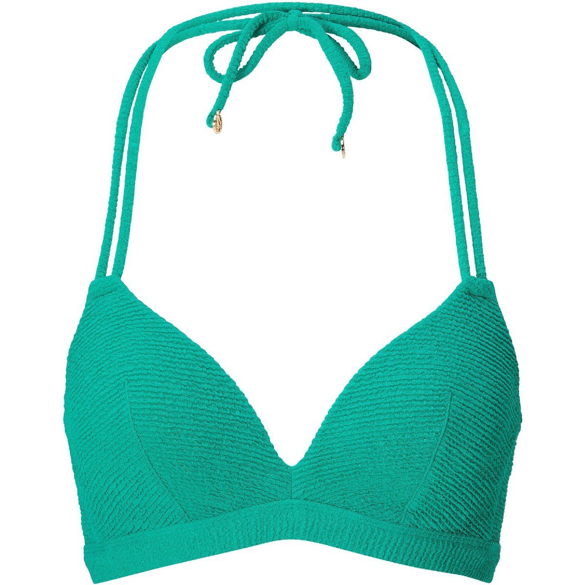 Geripptes Neckholder-Bikini-Oberteil