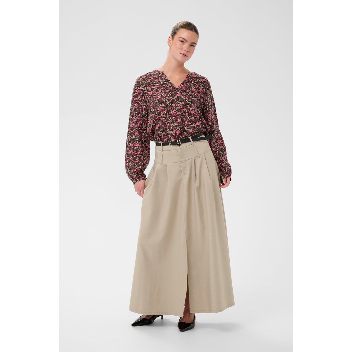 Bluse mit Blumenmuster und V-Ausschnitt