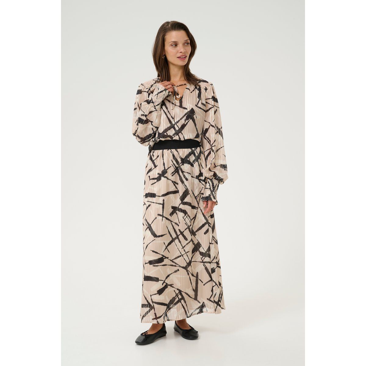 Plissierte Bluse mit Grafikmuster