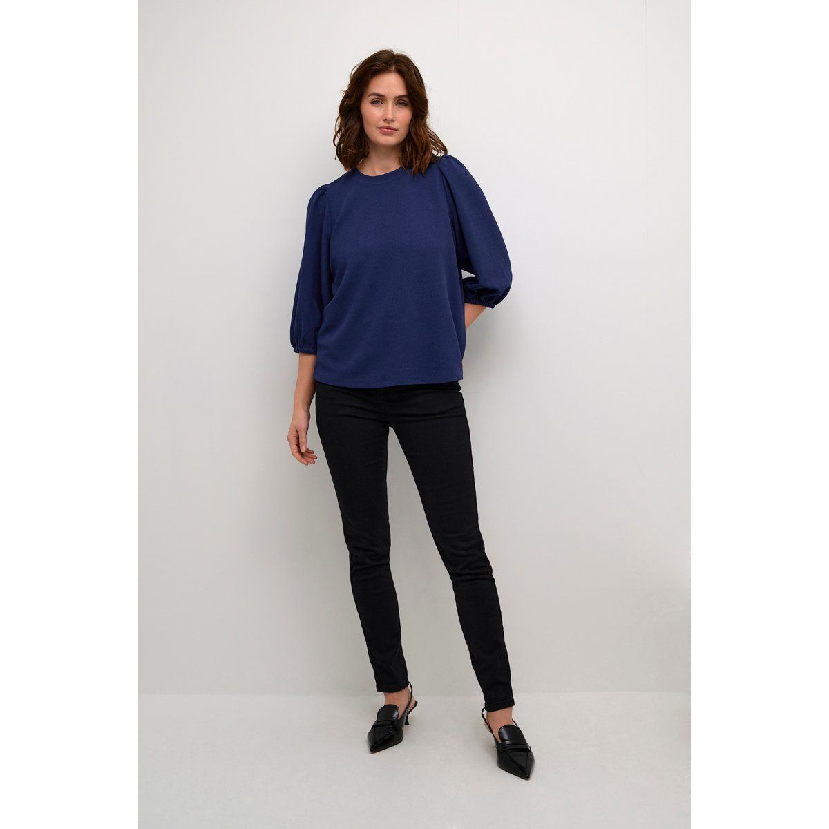 Strukturierte Bluse mit Puffärmeln