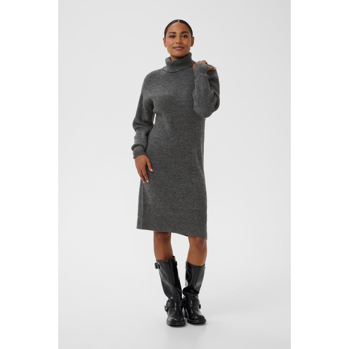 Gerades Rollkragen-Strickkleid
