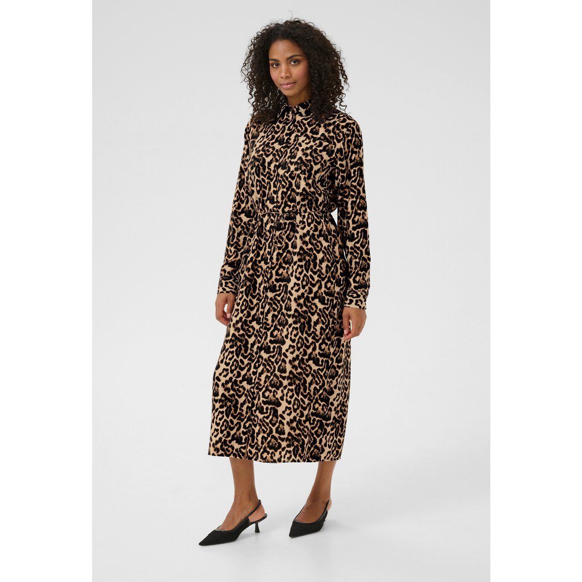 Hemdblusenkleid mit Leoparden-Print