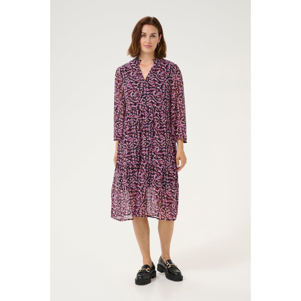 Bedrucktes Midi-Stufenkleid