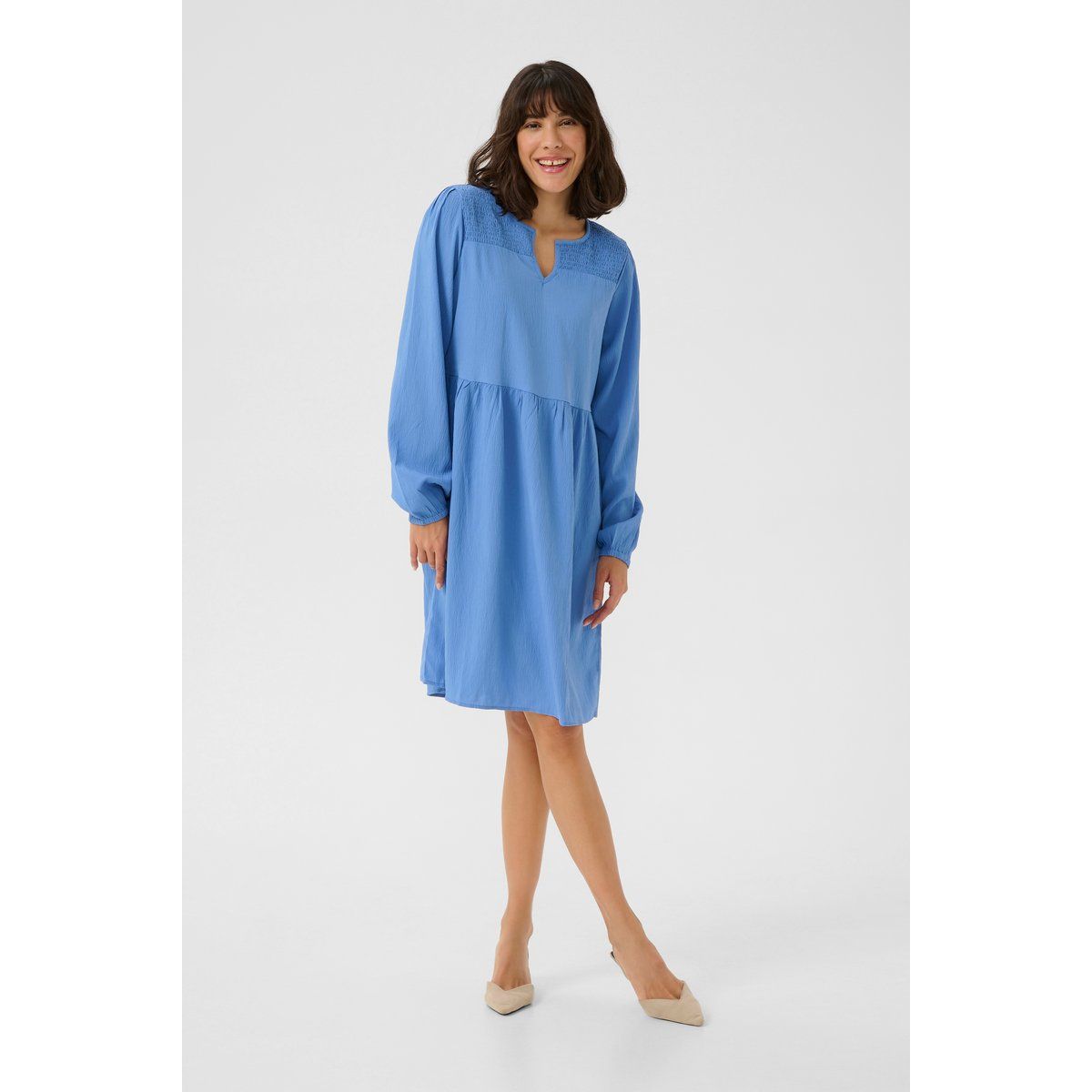 Texturiertes gestuftes A-Linien-Hängerkleid