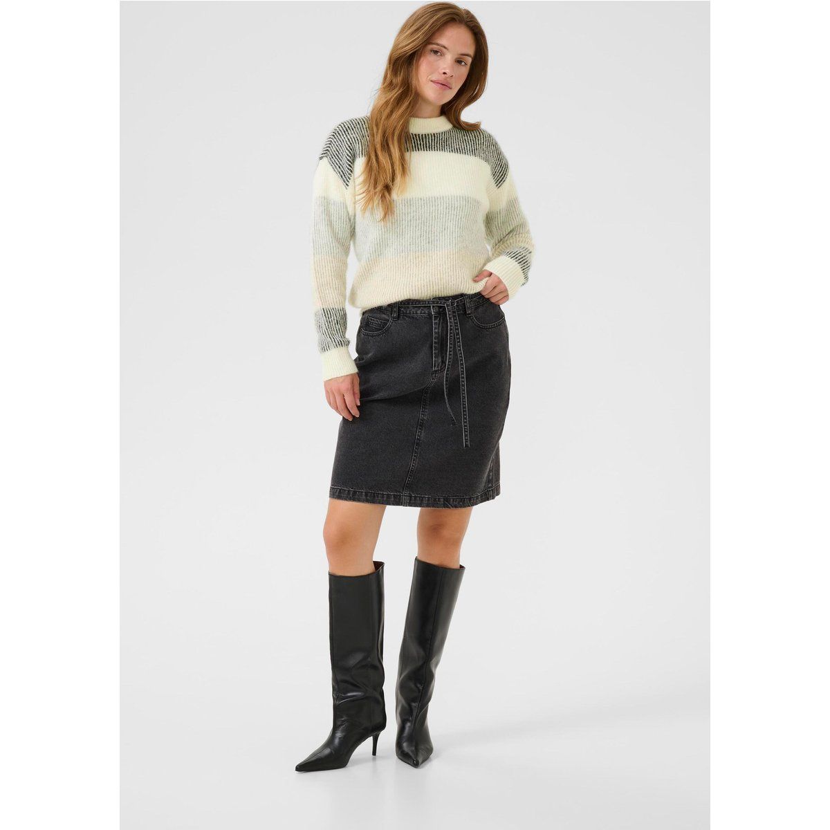 Gestreifter Loose-Fit Strickpullover