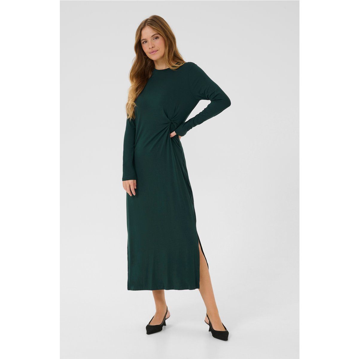 Jersey-Midi mit Taillenraffung