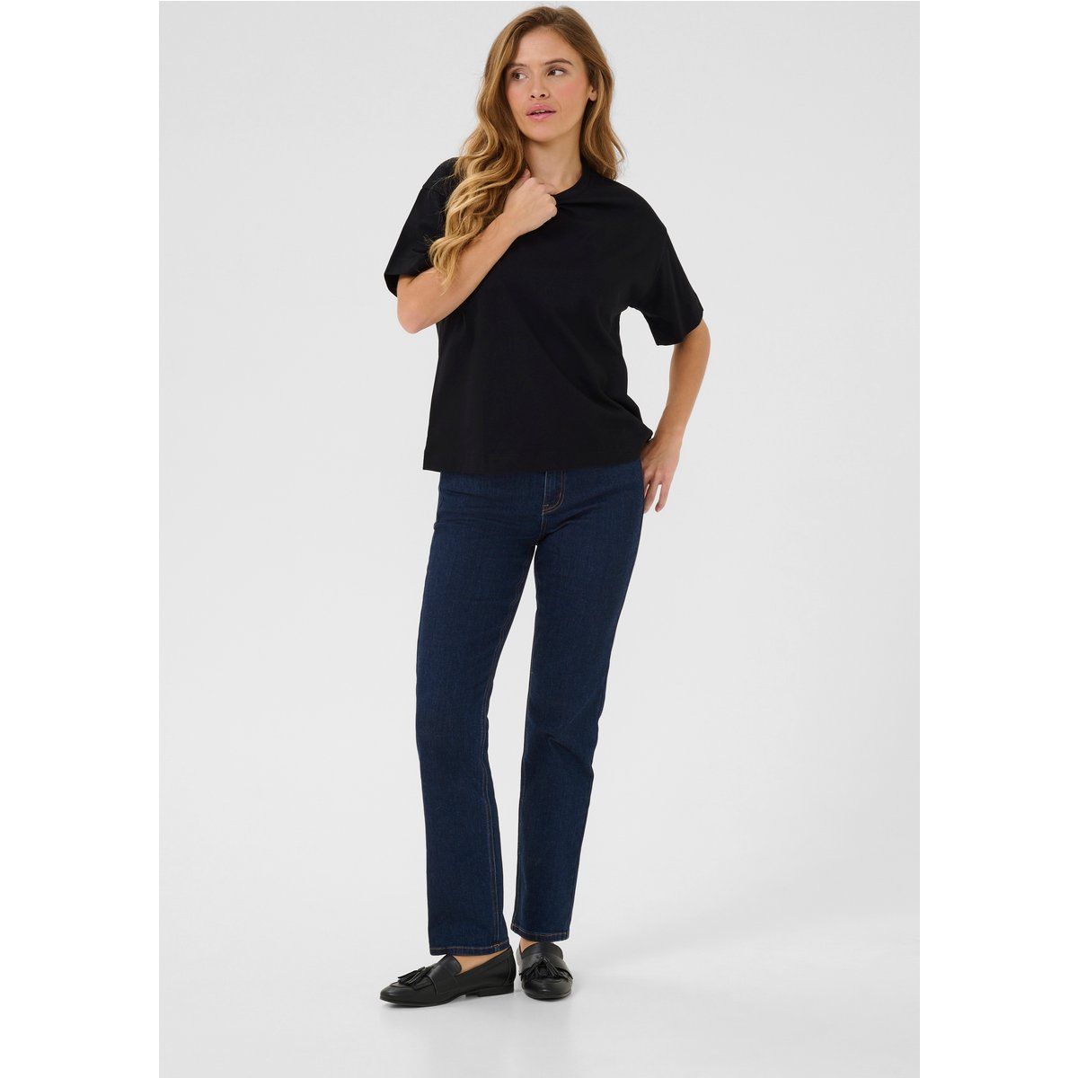 Oversized Baumwoll-T-Shirt mit Ellbogenlänge