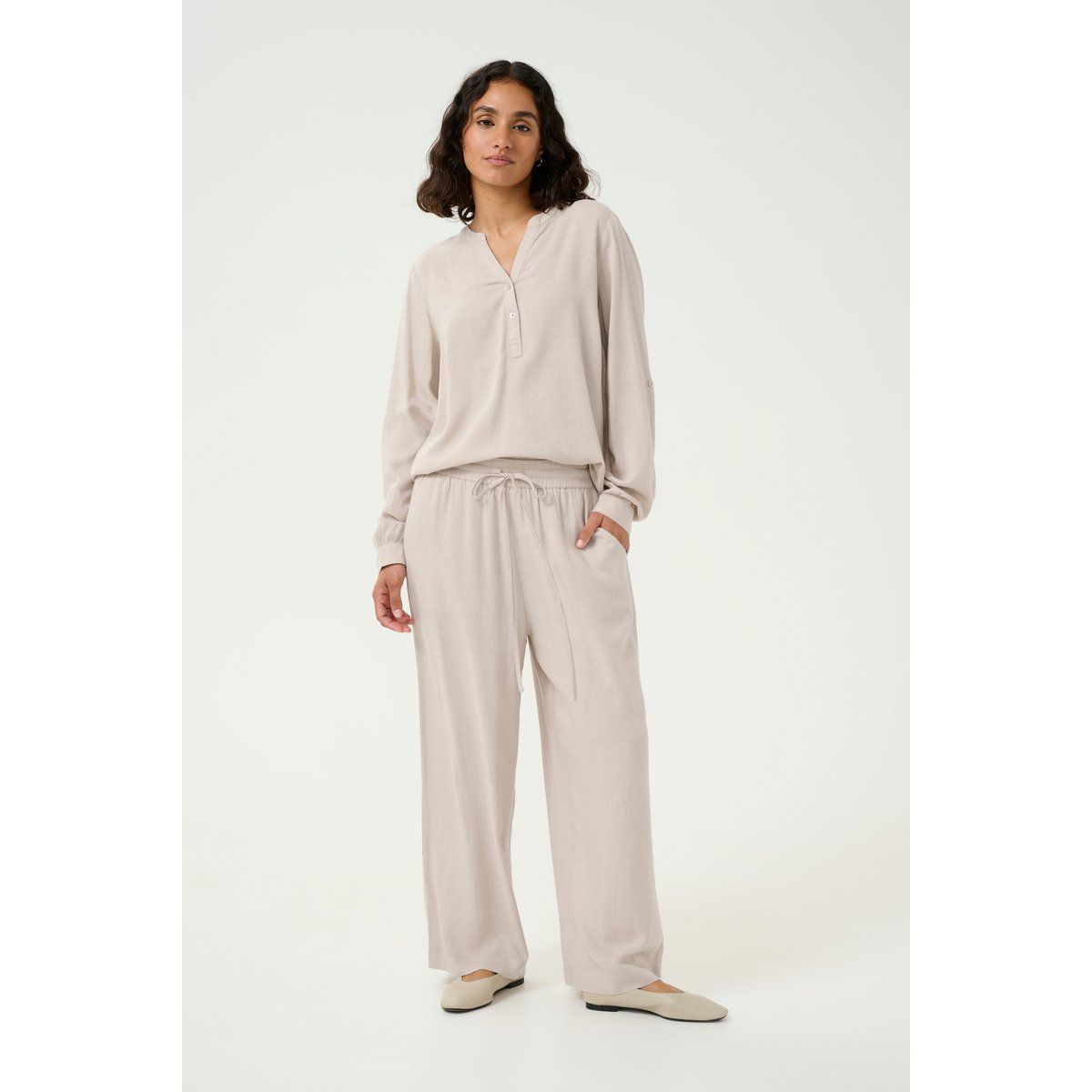 Lockere Weite Hose mit Leinenanteil