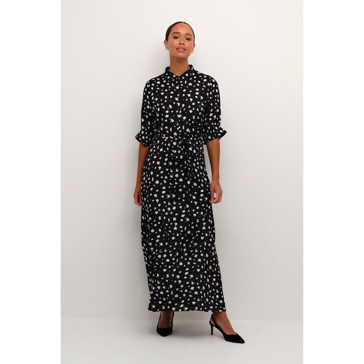 Maxi-Blusenkleid mit abstraktem Muster
