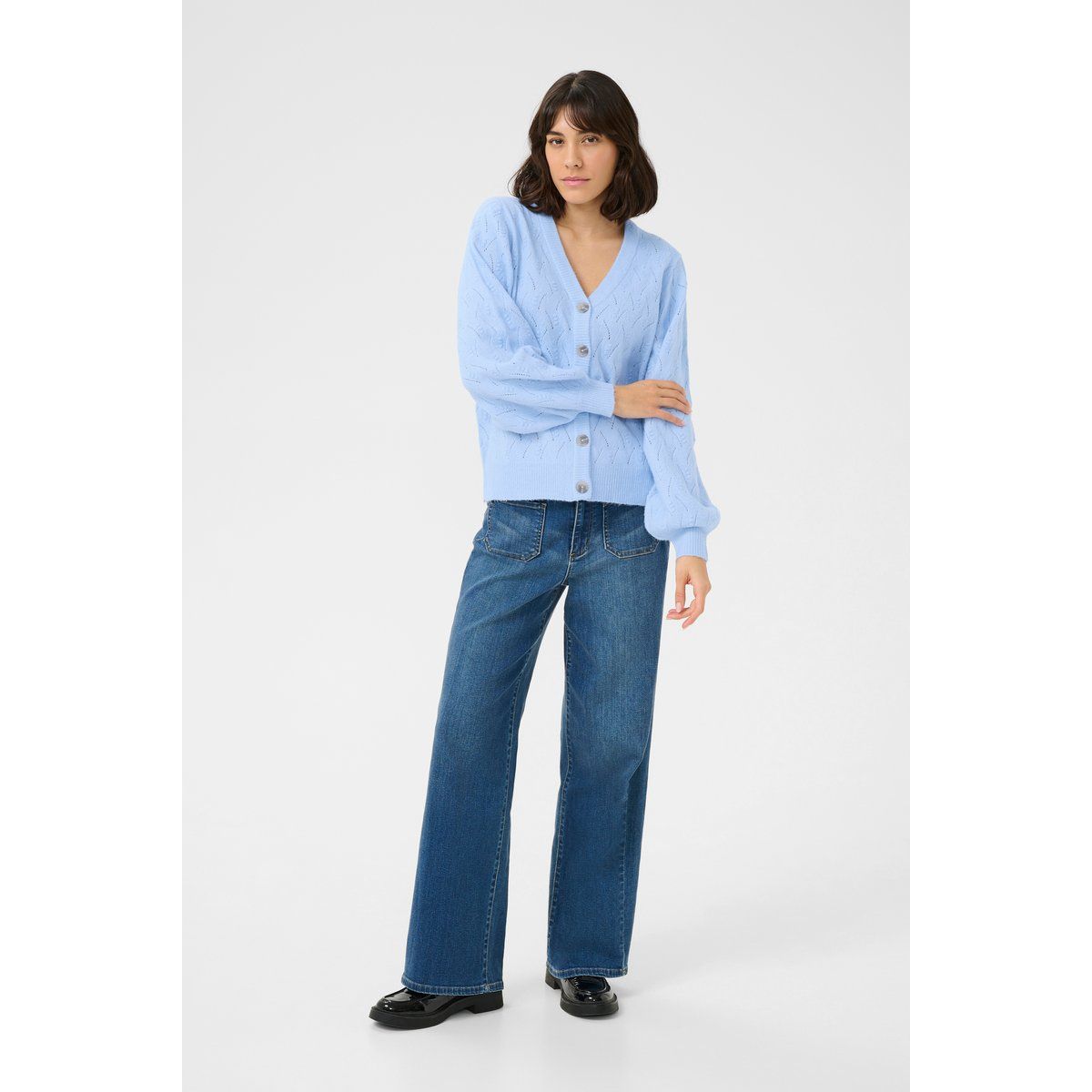 Strickjacke mit Lochmuster Relaxed Fit