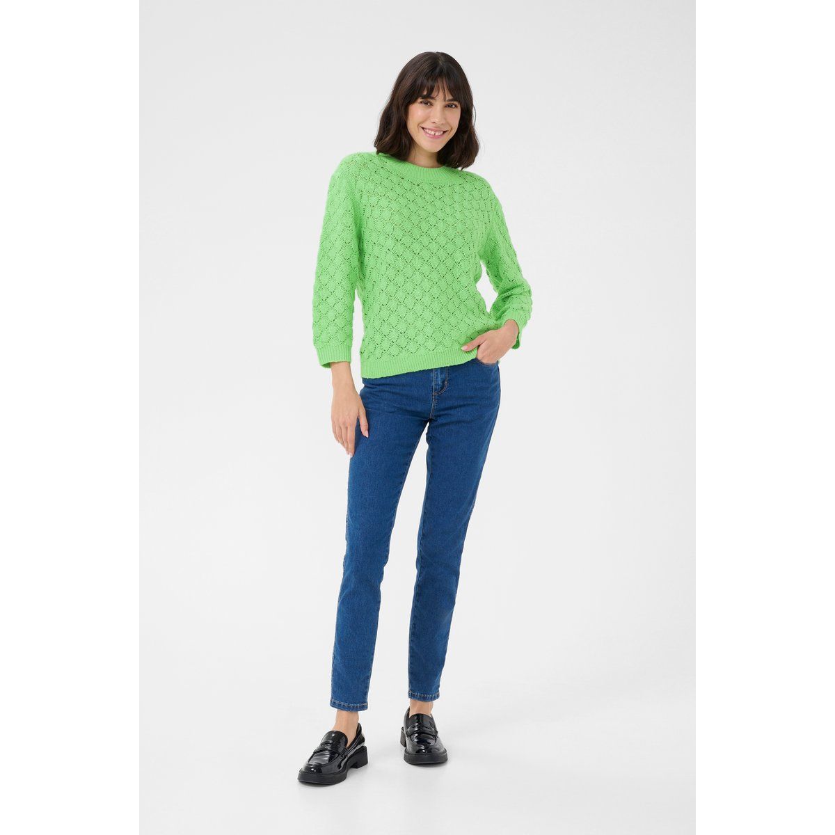 Locker geschnittener Lochmuster-Pullover