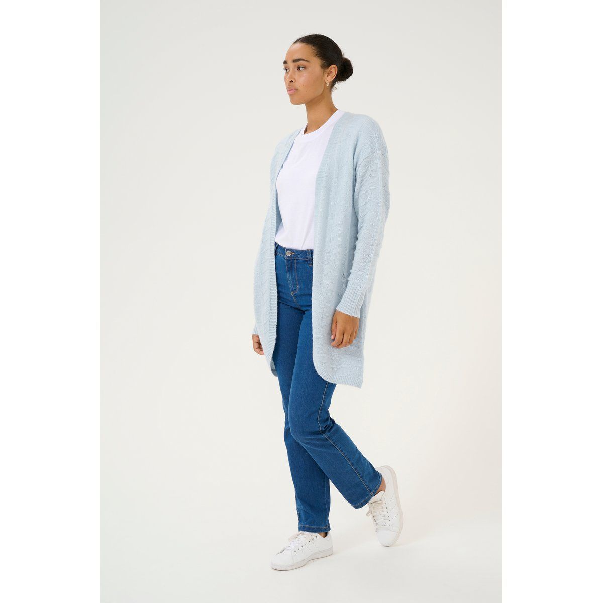 Strukturierter Long-Cardigan mit offener Front