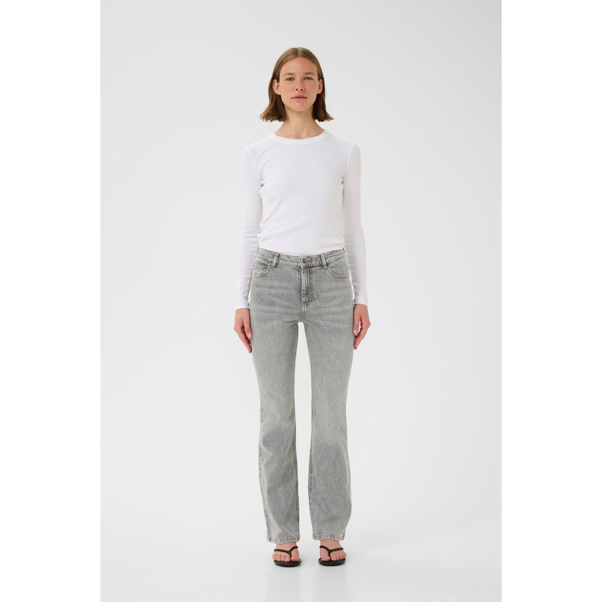 High-Waist-Schlagjeans aus Denim