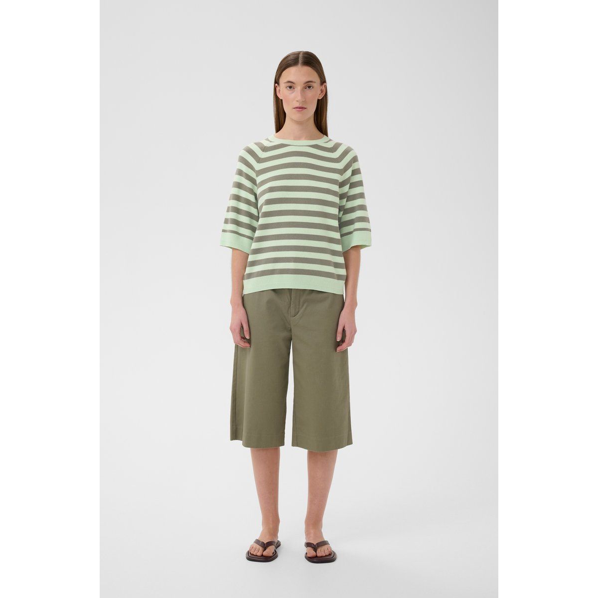 Gestreiftes Raglan-Strickoberteil