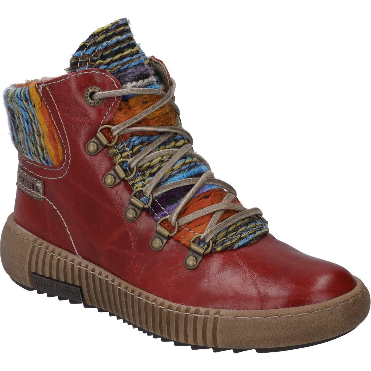 Rustikale Lederstiefeletten mit Strick