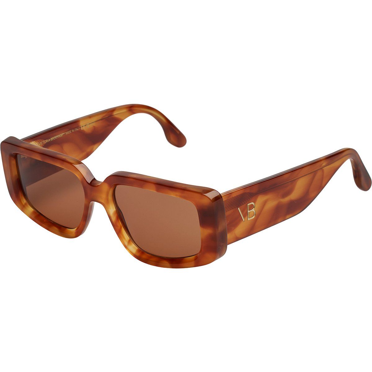 Markante rechteckige Sonnenbrille in Schildpatt-Optik