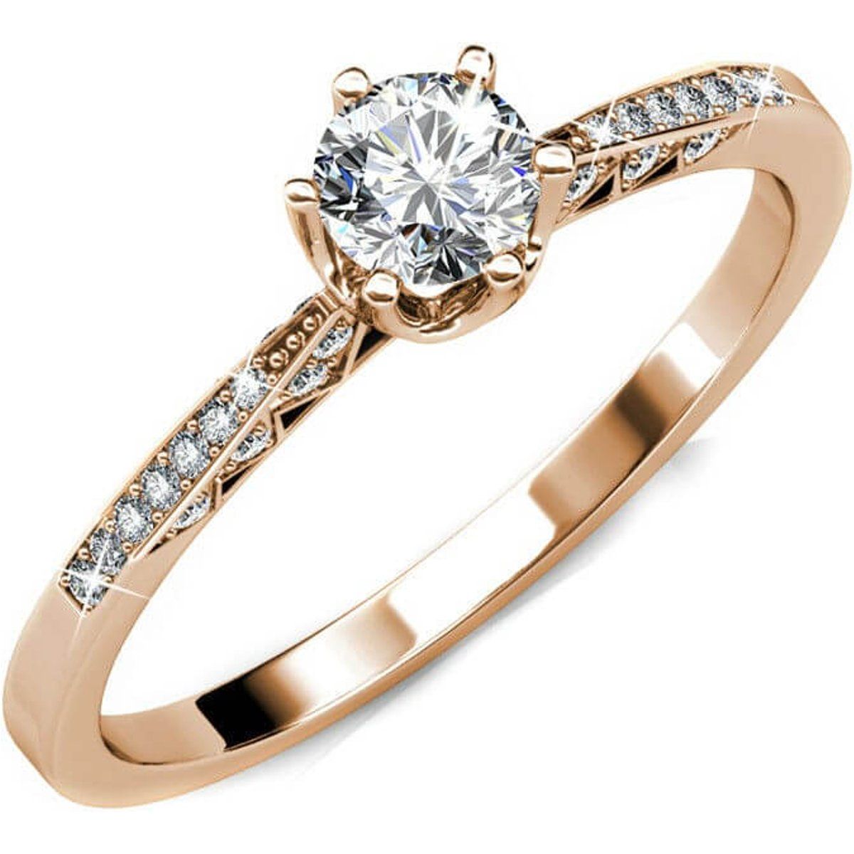 Kristall-Solitärring in Roségold