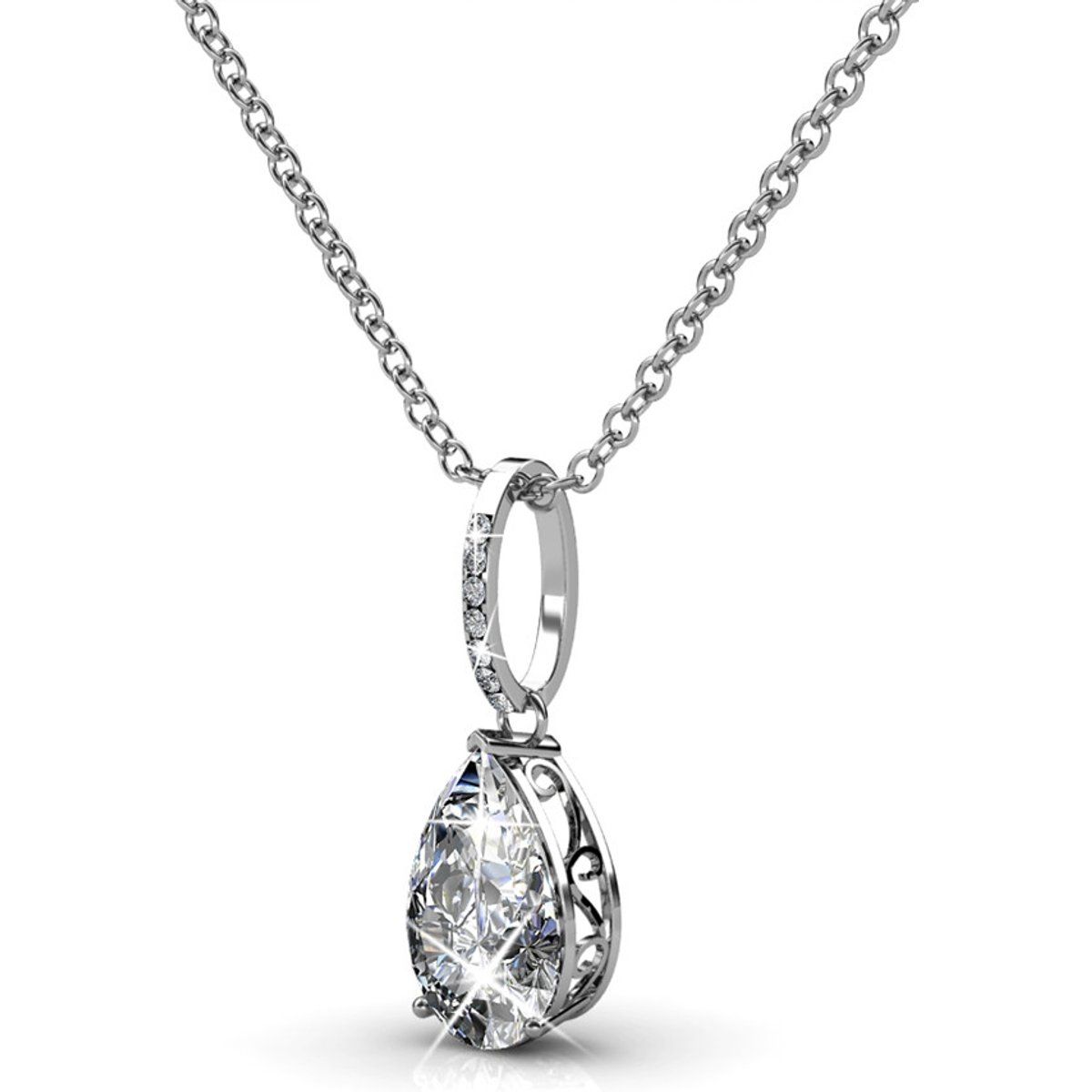 Elegante Tropfen-Halskette mit Kristallanhänger