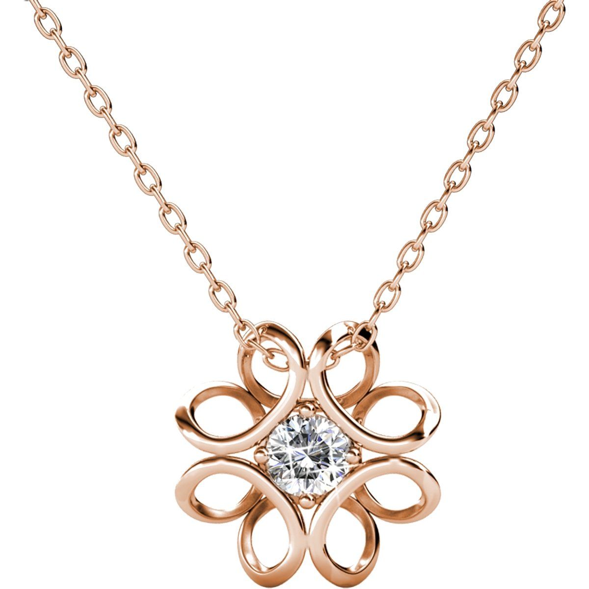 Floraler Anhänger Roségold mit Kristall