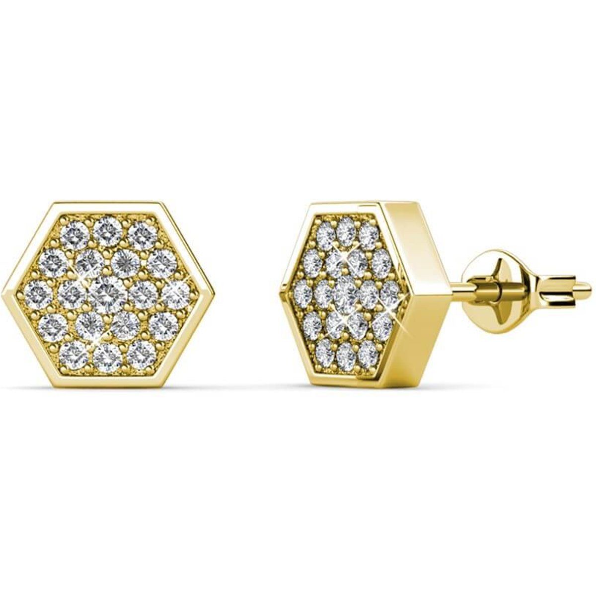 Geometrische Hexagon Pavé Ohrstecker