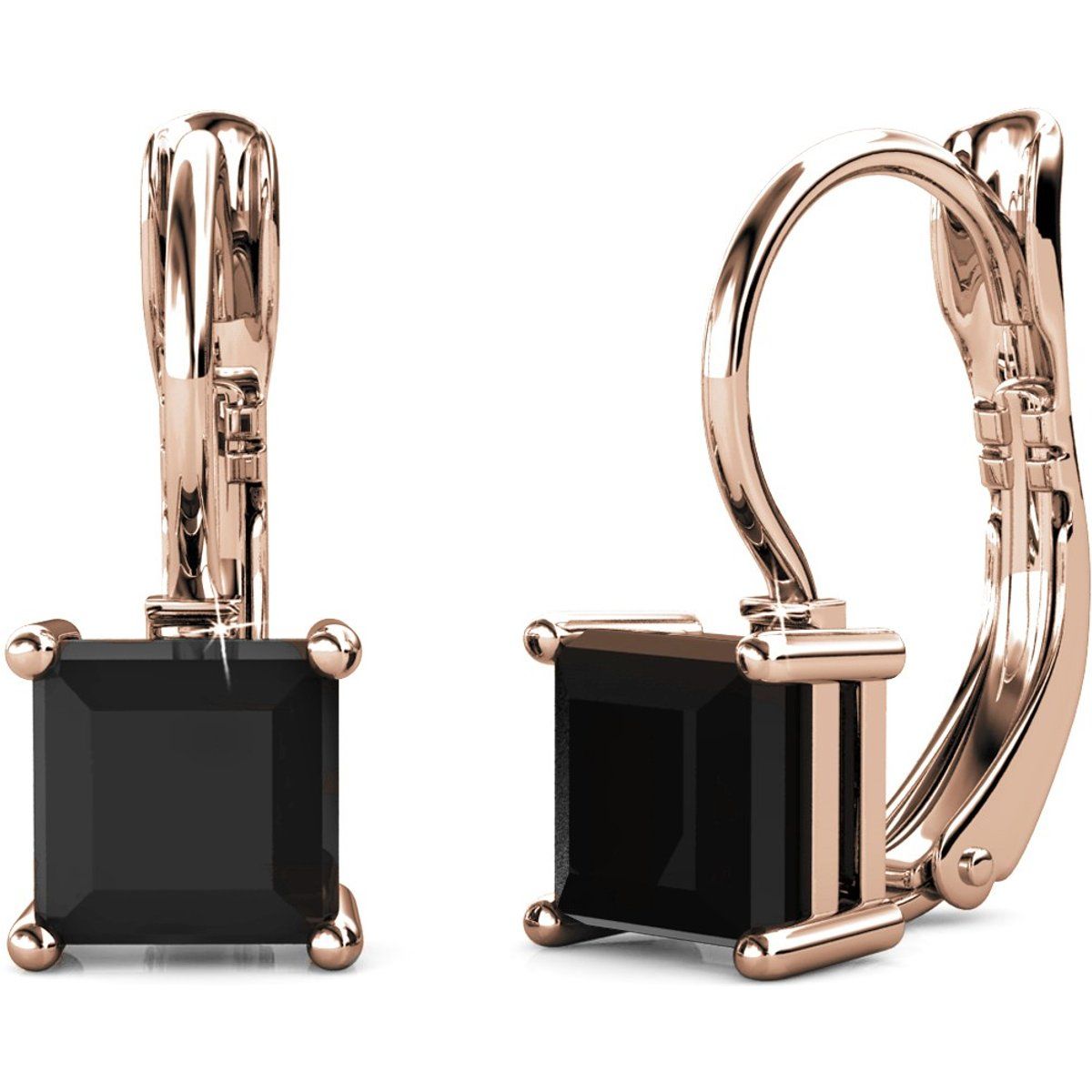 Quadratische Kristall-Ohrringe mit Klappbügel