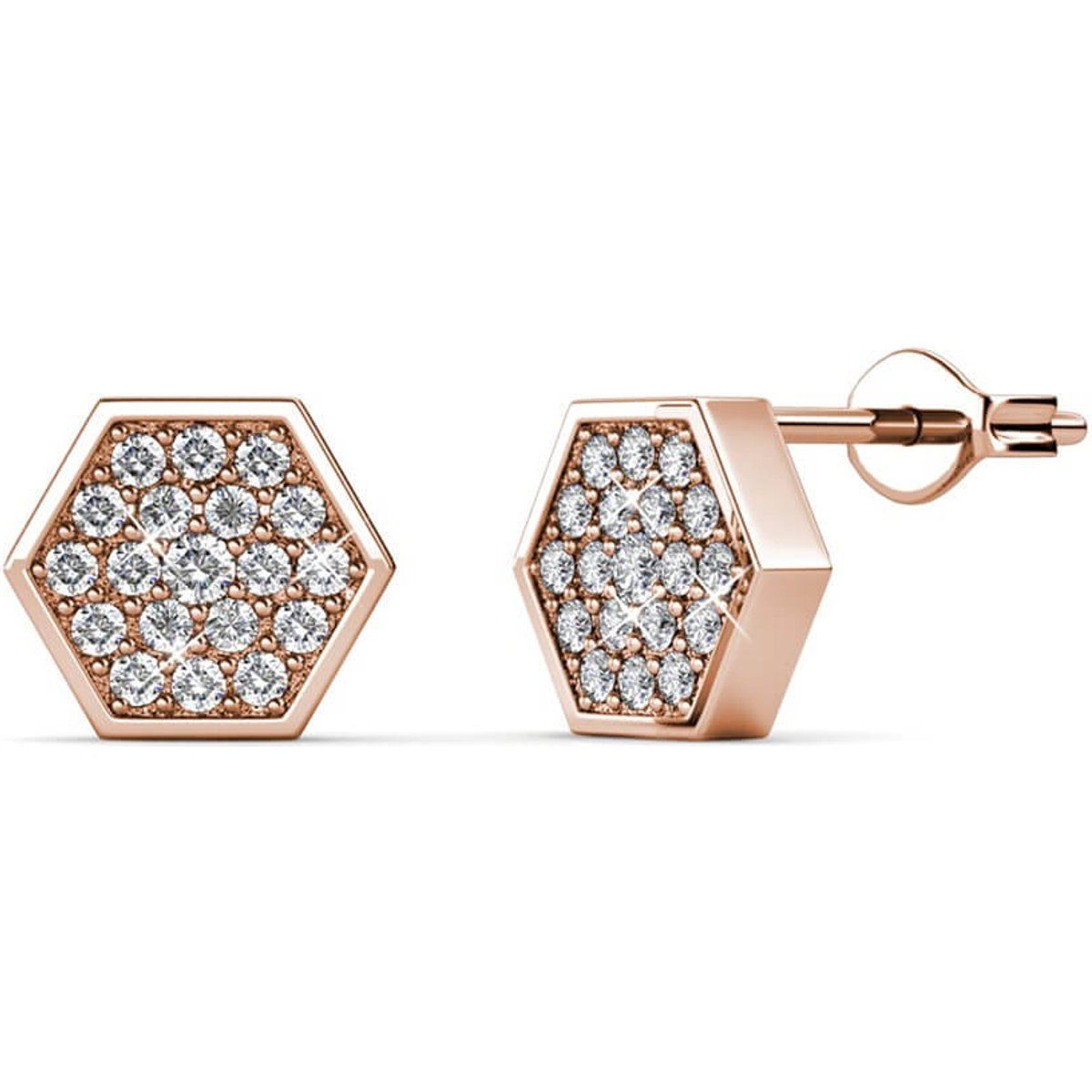 Hexagonale Ohrstecker mit Kristallbesatz