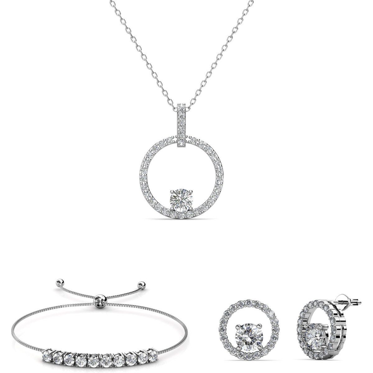 Kristallbesetztes rundes Schmuck-Set