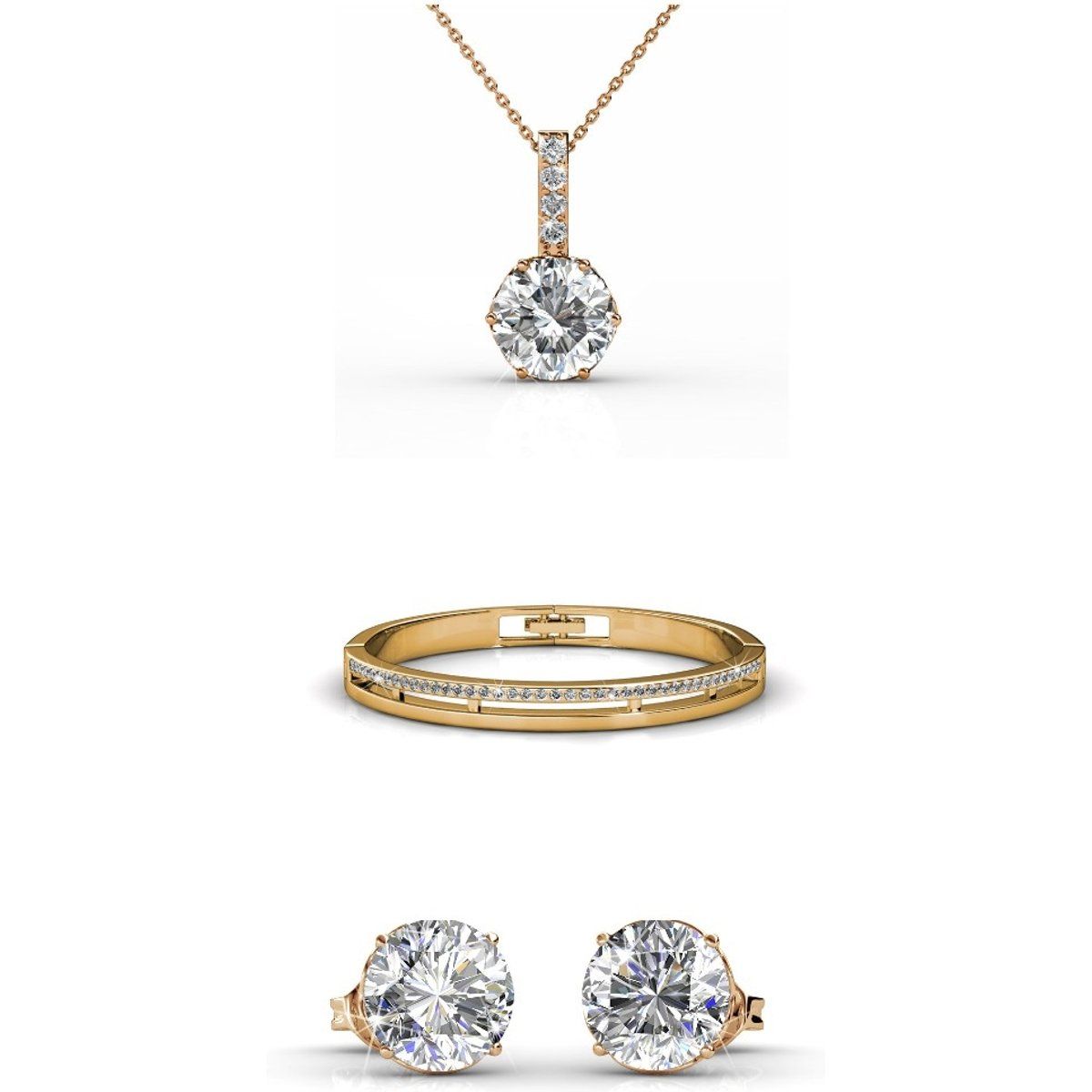 Elegantes Kristall-Solitär-Schmuckset