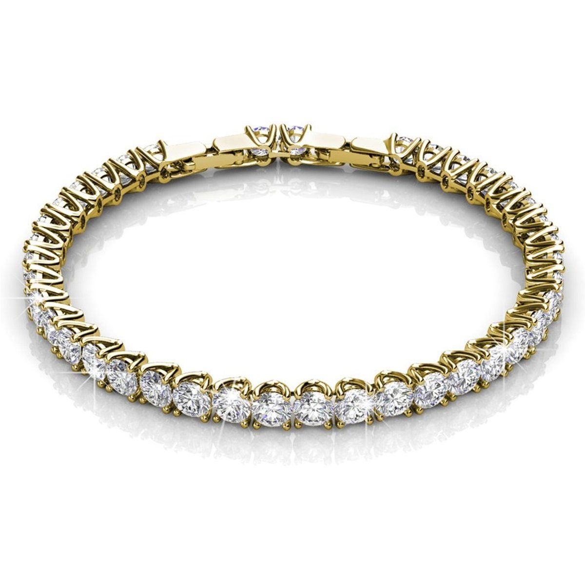 Funkelndes Zirkonia Gold Tennis-Armband