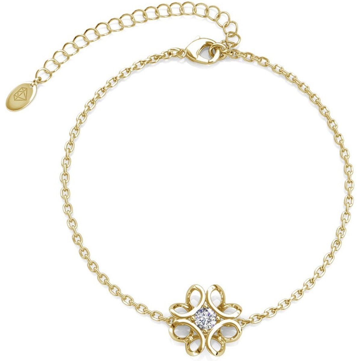 Elegantes Blumen-Kristallarmband in Gold