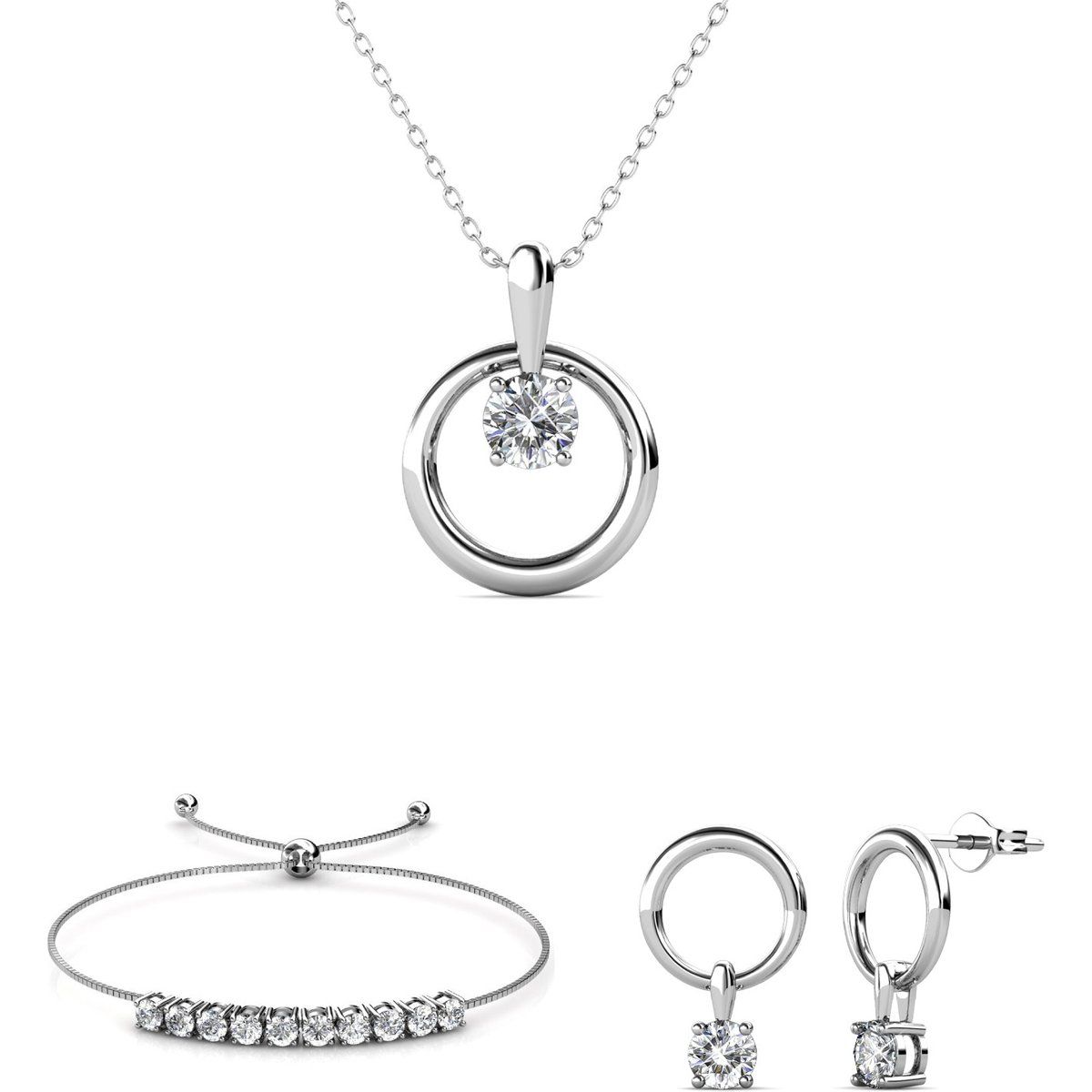 Elegantes Schmuckset mit Kristallkreis