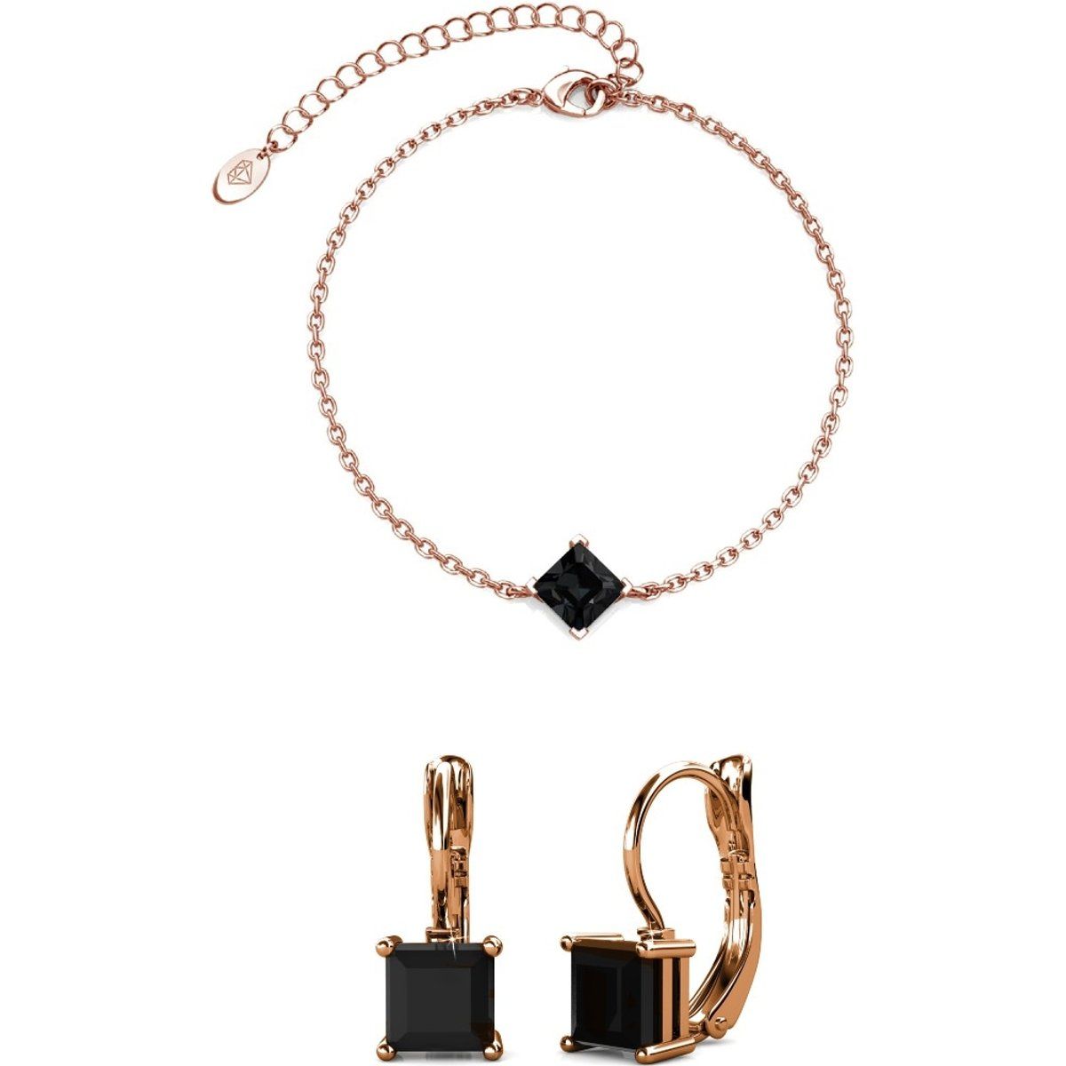 Schmuckset mit quadratischen Kristallen
