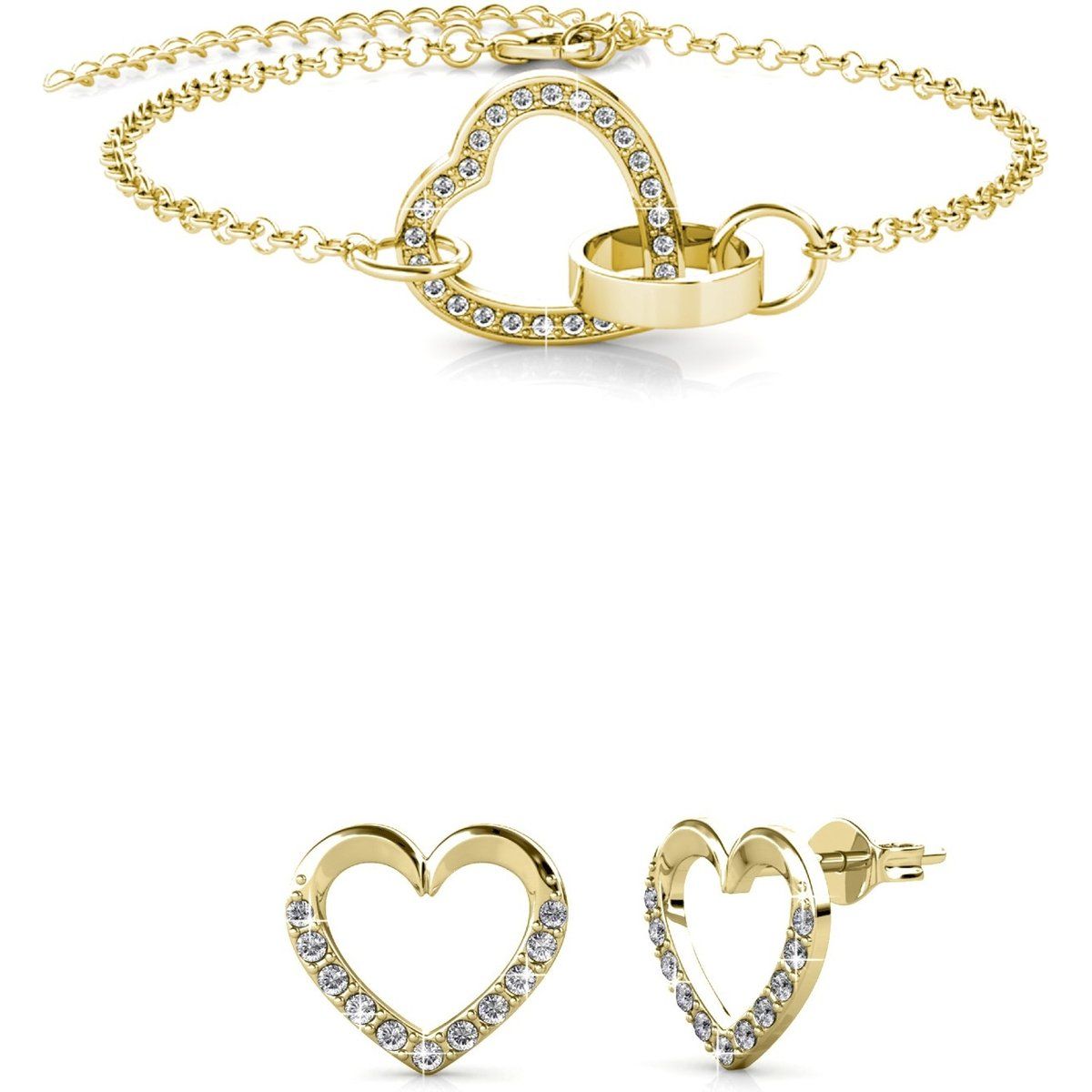 Schmuckset mit Herz- und Ringdetails