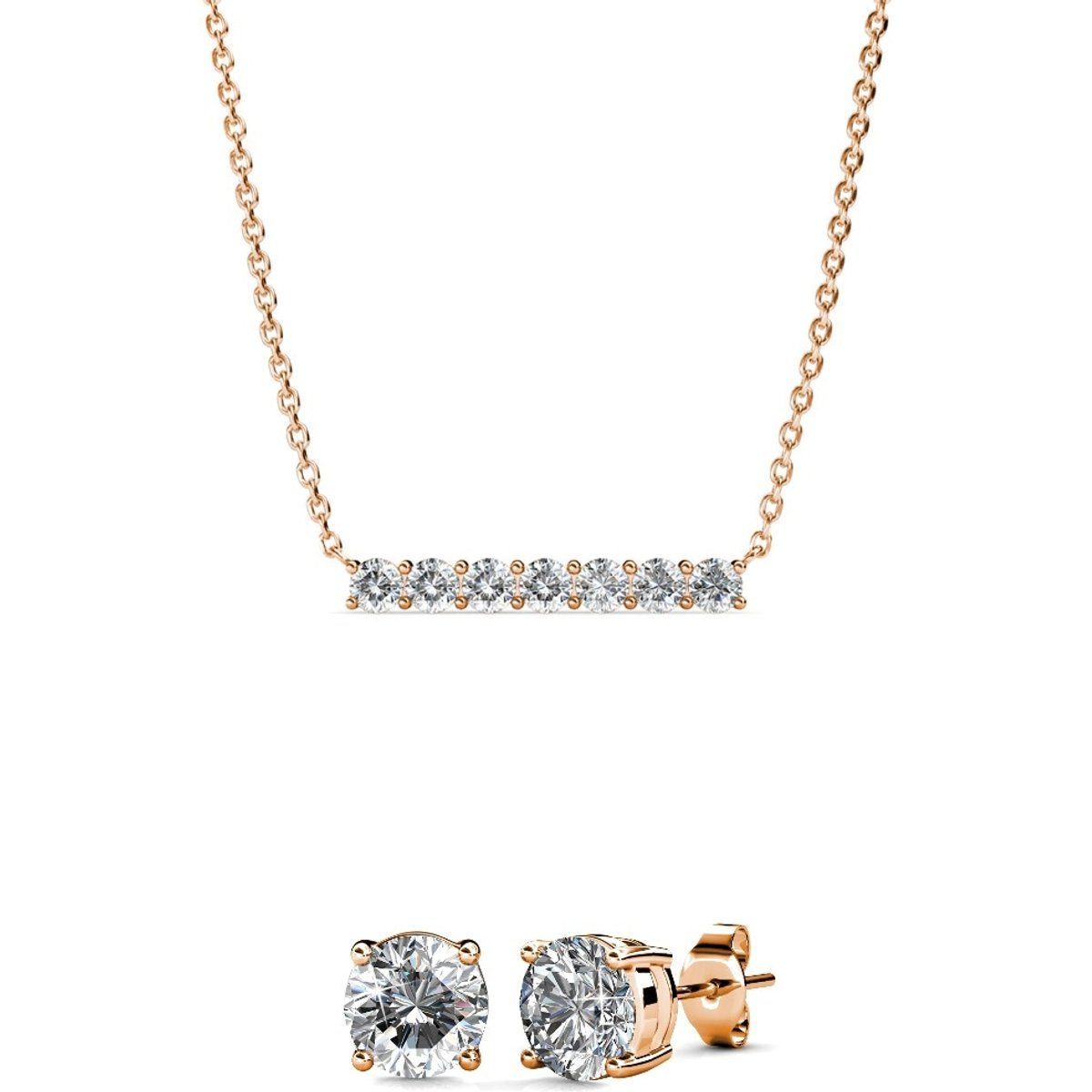 Schmuckset mit Kristallen in Roségold