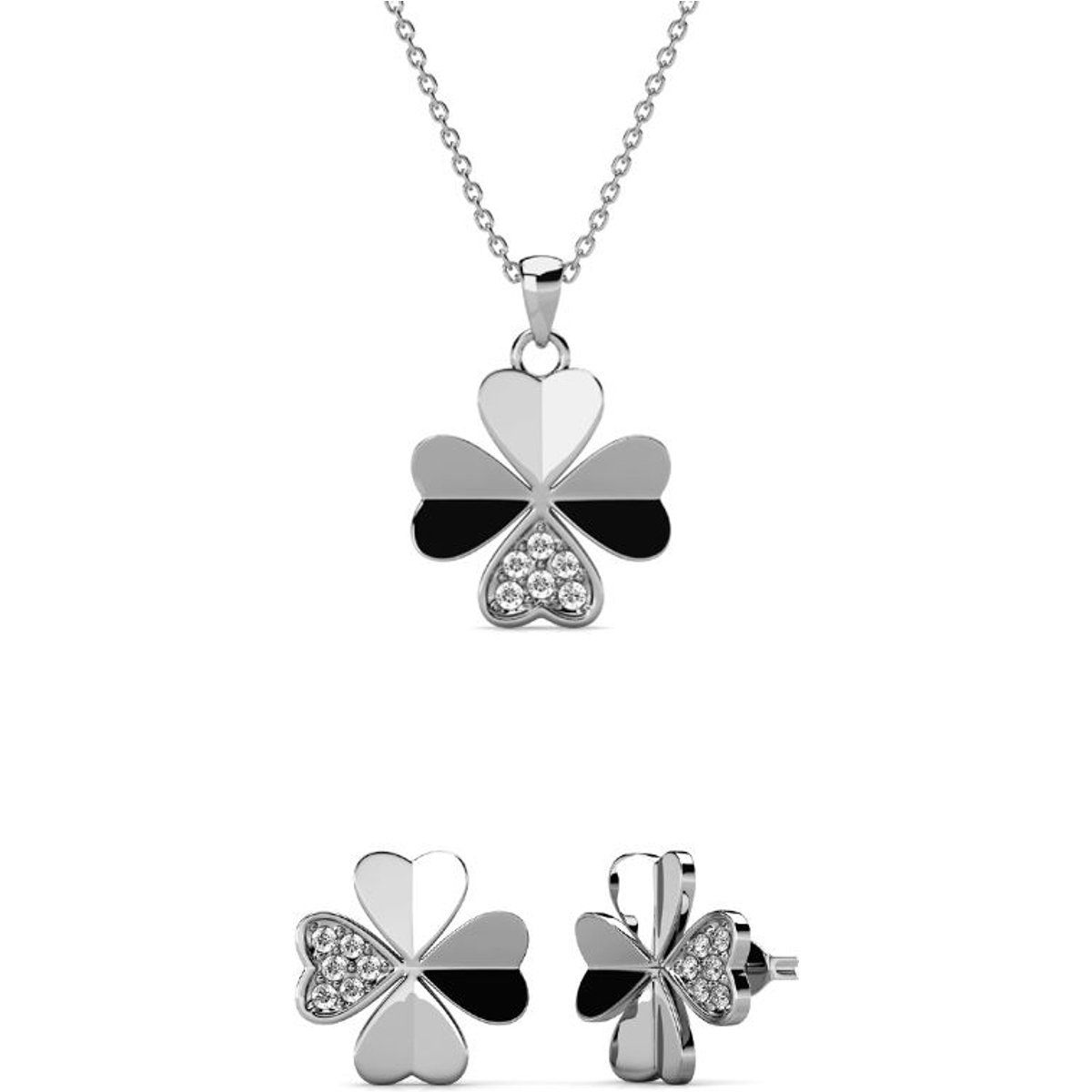 Elegantes vierblättriges Kleeblatt-Schmuckset